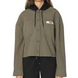 Vans Crowd Surf Hooded Woven Jacket Army Green Black Women's XL